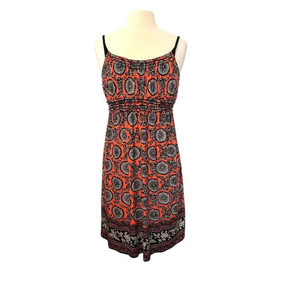 NEW Max Studio Sleeveless Dress Empire Waist Babydoll Geo Boho Stretch Medium - Picture 1 of 7